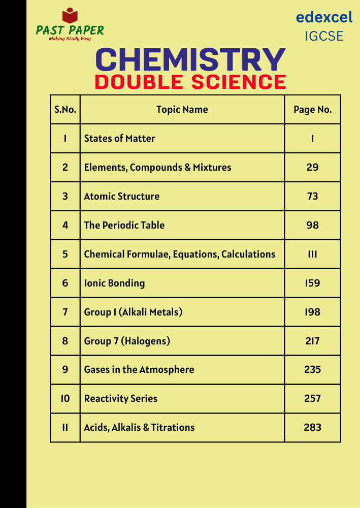 Chemistry Double Science Topic Wise Questions Answer