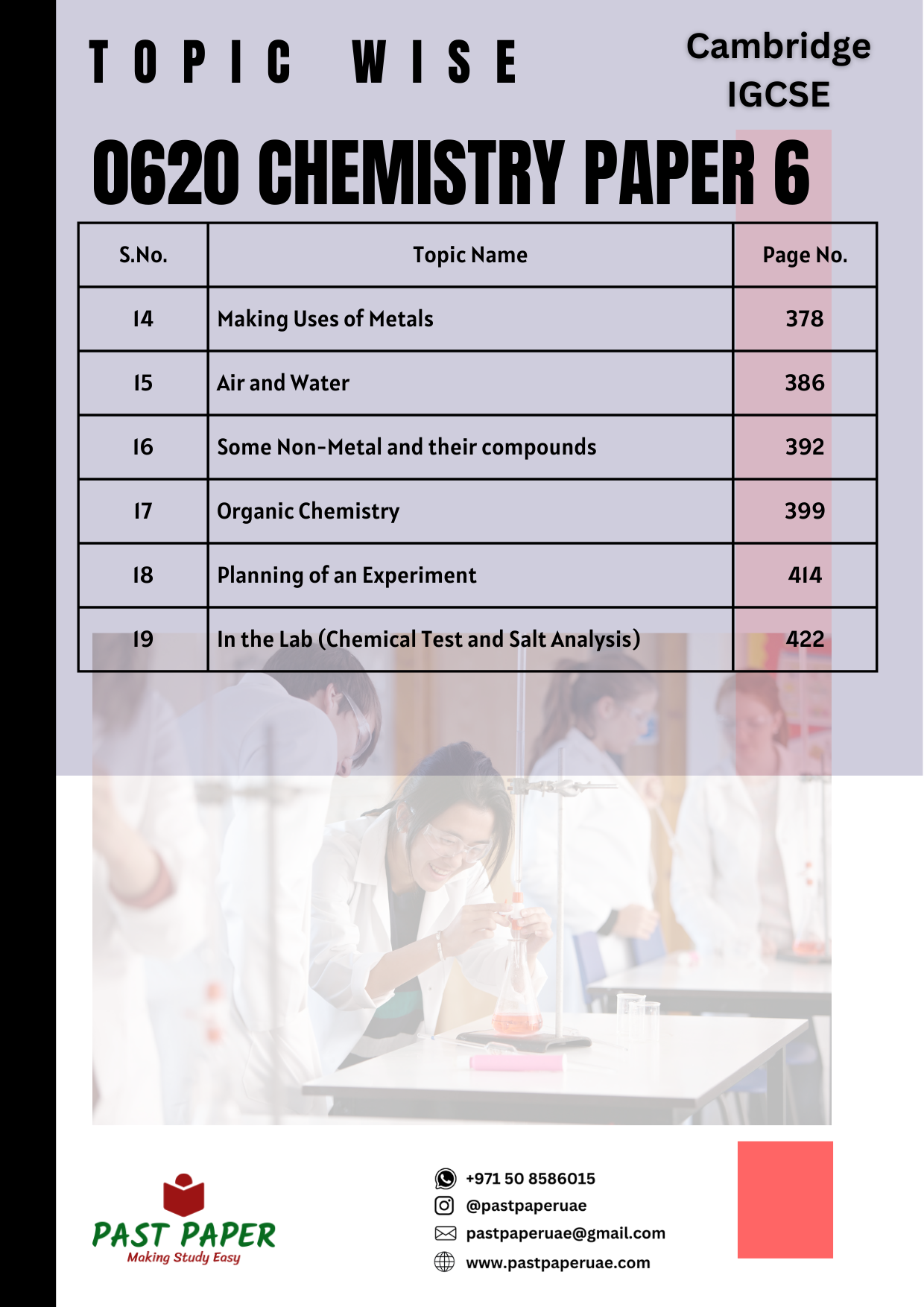 0620 - Chemistry - Paper 6 (ATP) - Topic Wise