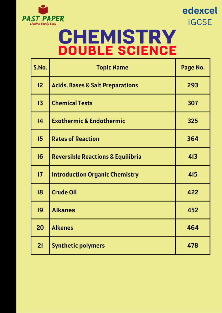 Chemistry Double Science Topic Wise Questions Answer