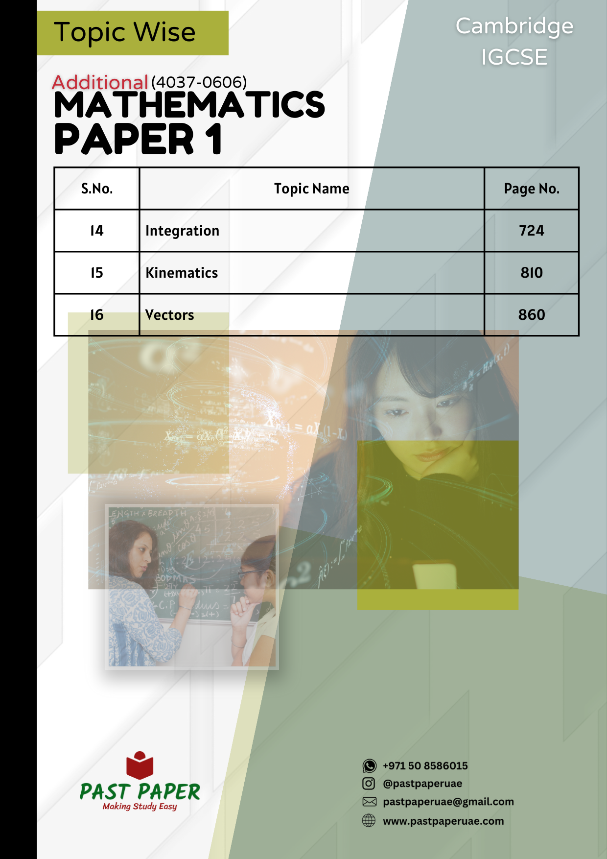 Additional Mathematics (4037-0606) - Paper 1 - Topic Wise