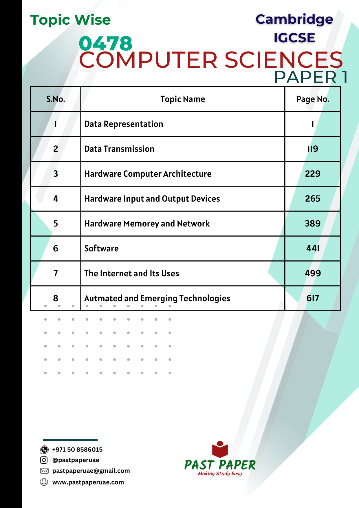 0478 Computer Sciences - Paper 1 - Topic Wise