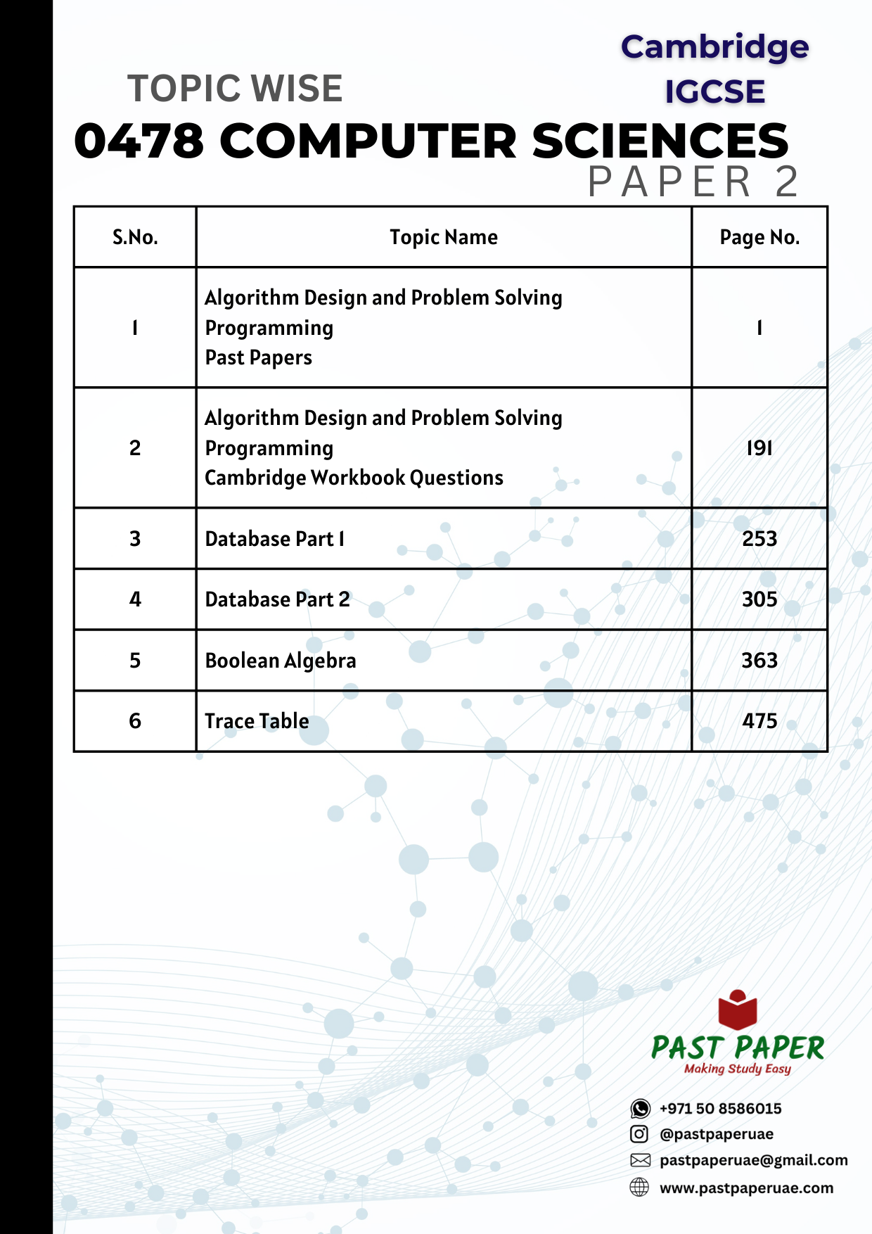 0478 Computer Sciences - Paper 2 - Topic Wise