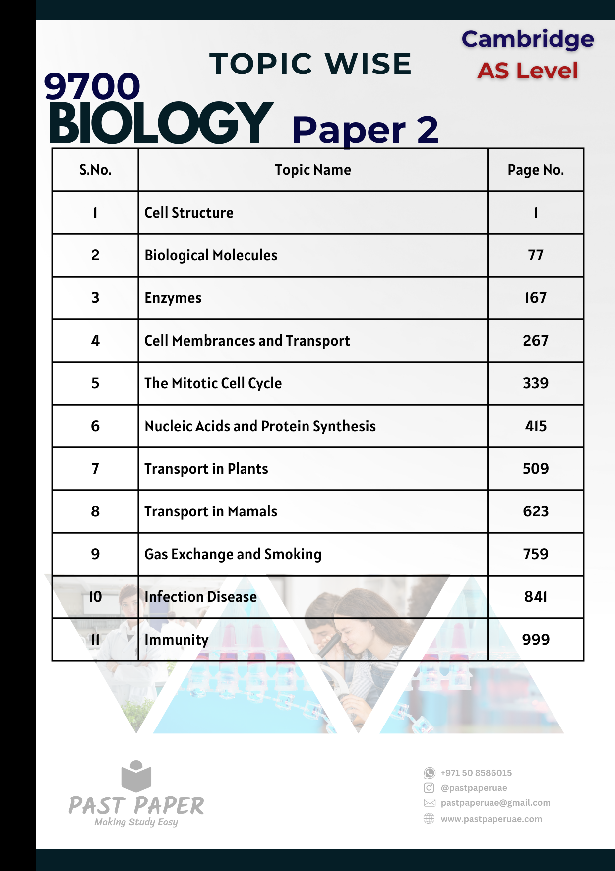 9700 - Biology - Paper 2 - Topic Wise