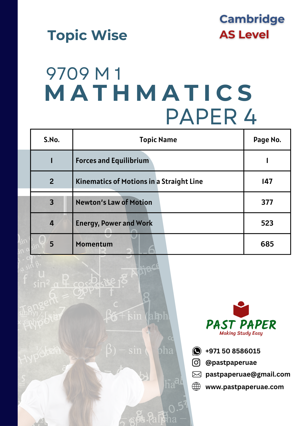 9709 - Mathematics - Paper 4 (M1) - Topic Wise