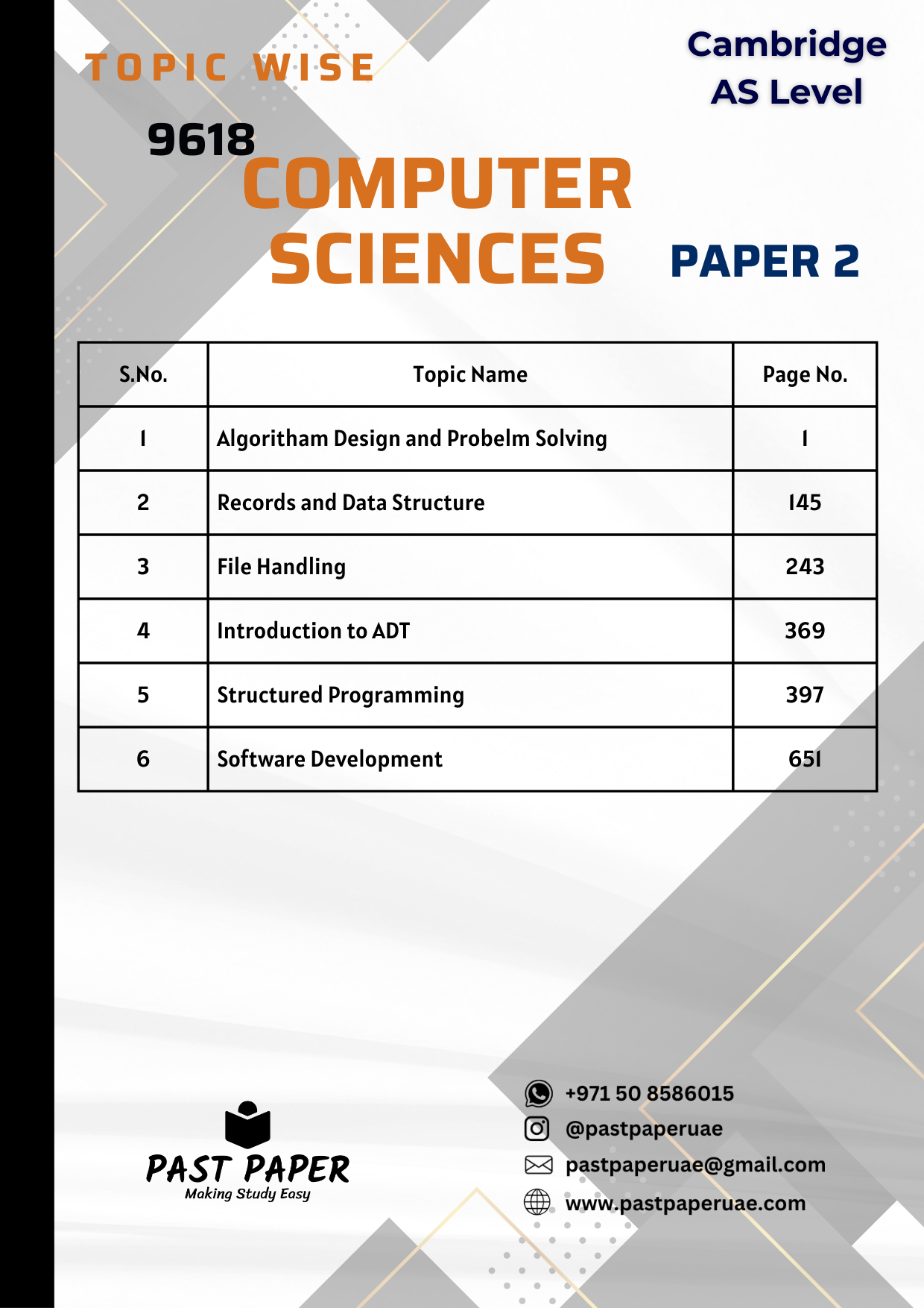 9618 – Computer Sciences - Paper 2 - Topic Wise