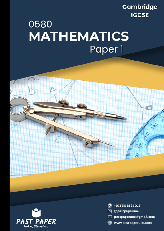 0580 – Mathematics - Paper 1 - Variant Wise