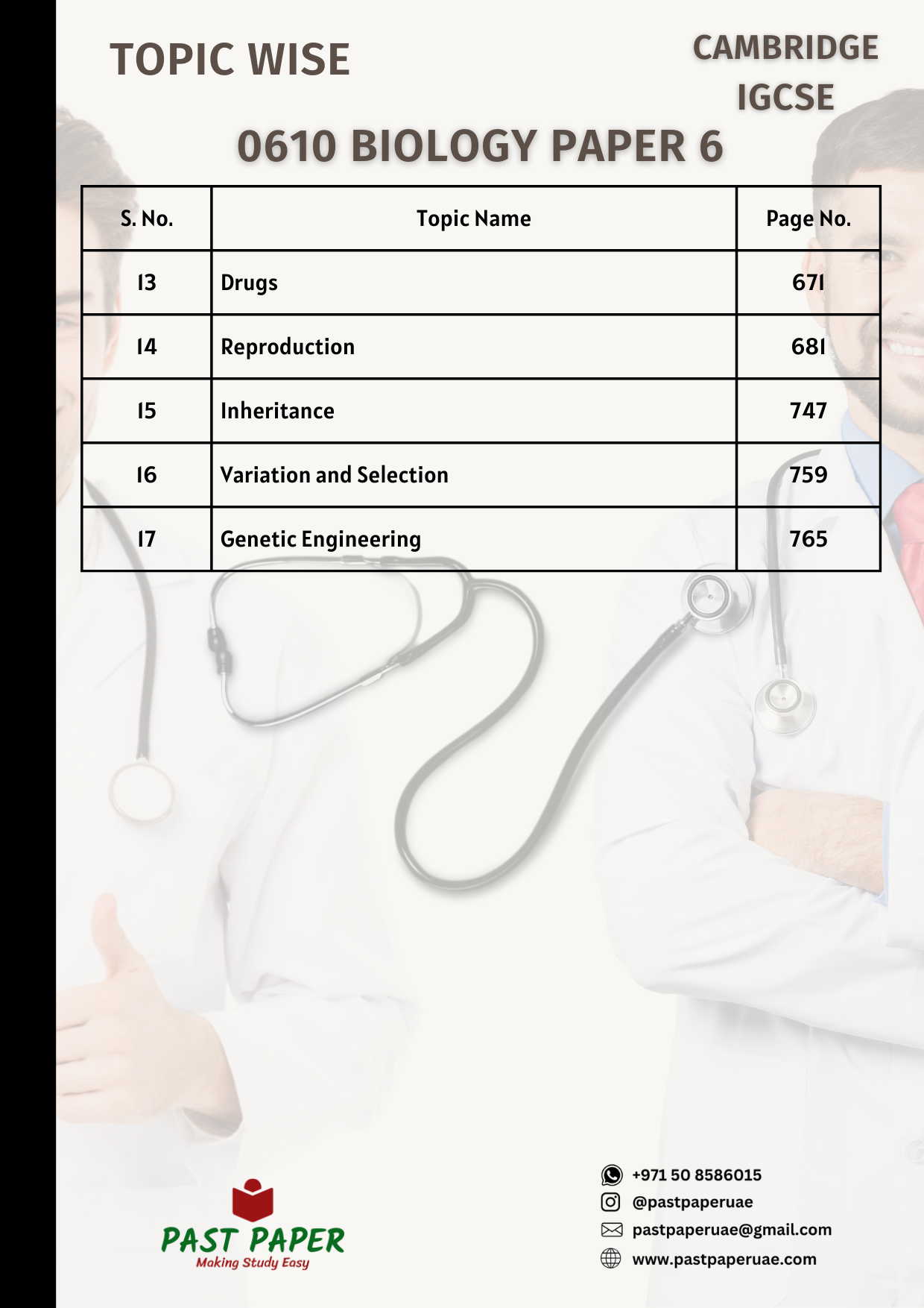 0610 - Biology - Paper 6 (ATP) - Topic Wise