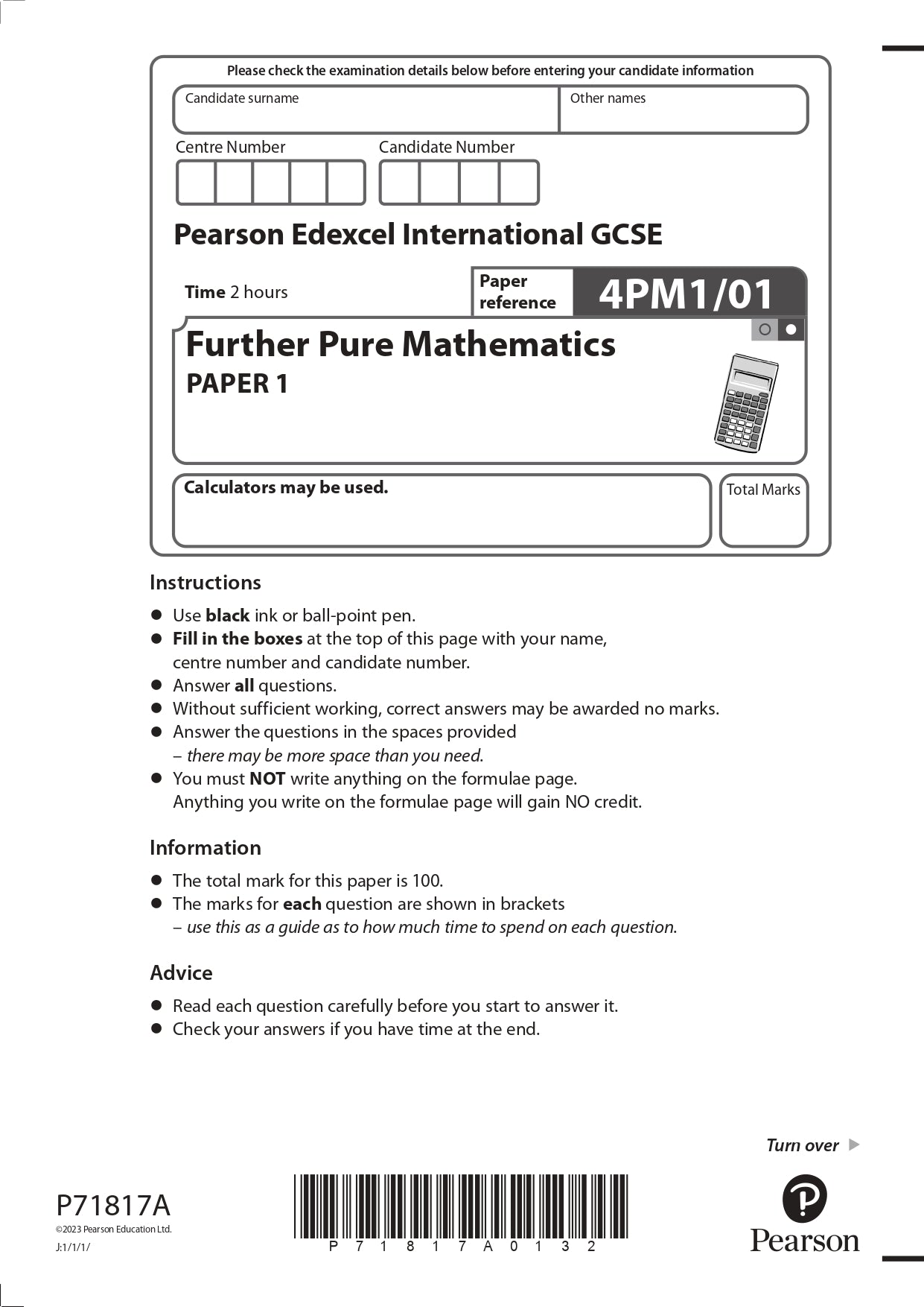 Edexcel – IGCSE – Further Mathematics